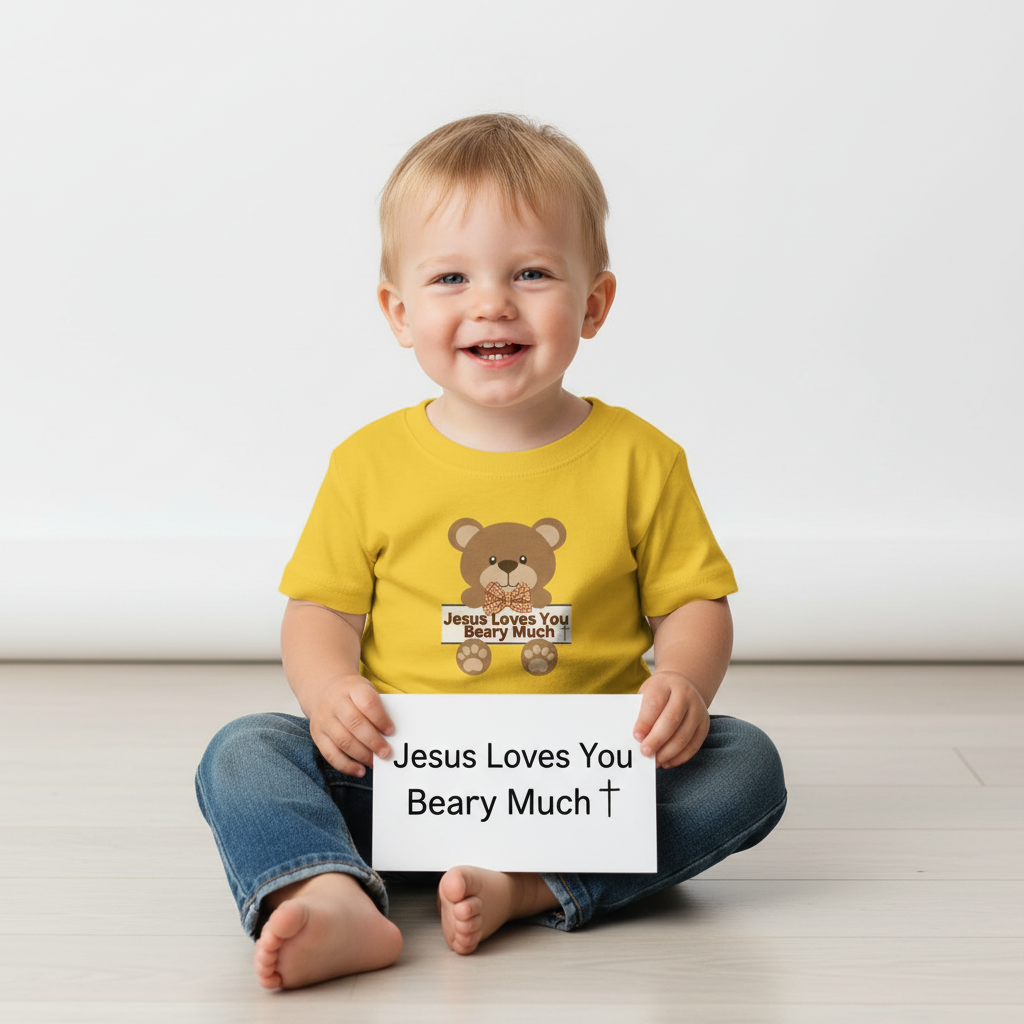Jesus Loves You Beary Much Infant Tee, Cute Baby T-Shirt, Kids Apparel, Gift for Baby Shower, Toddler Outfits