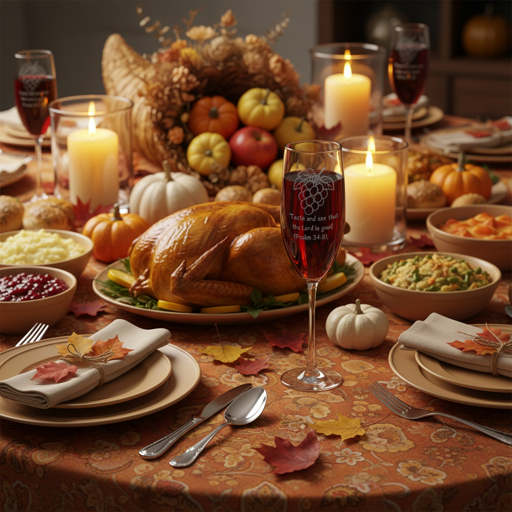 Taste and see that the Lord is good. Engraved 8oz Champagne Flute — Vine & Scripture Toast Glass