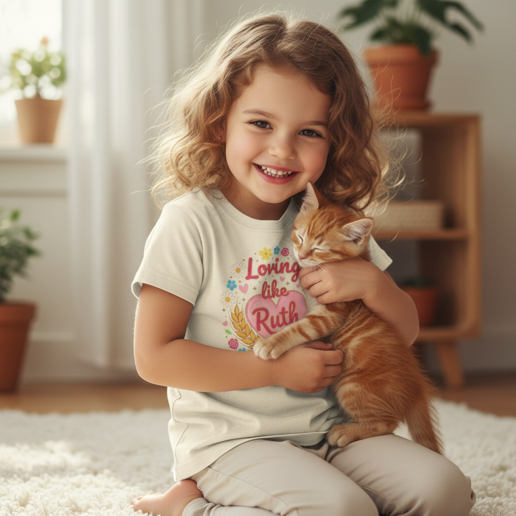 Loving Like Ruth T-Shirt — Floral Heart Faith Tee for Christian Women & Grandmothers