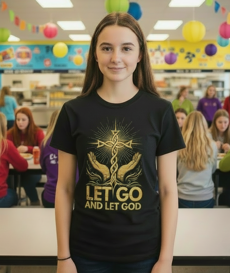 Let Go Floral Minimalist T-Shirt — Small Chest Graphic, Relaxation & Mindfulness Tee