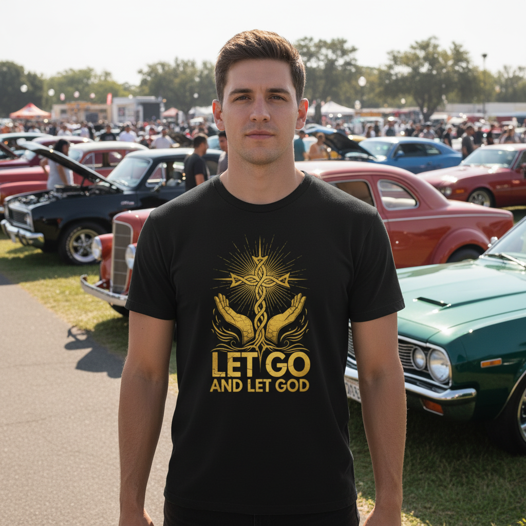 Let Go Floral Minimalist T-Shirt — Small Chest Graphic, Relaxation & Mindfulness Tee