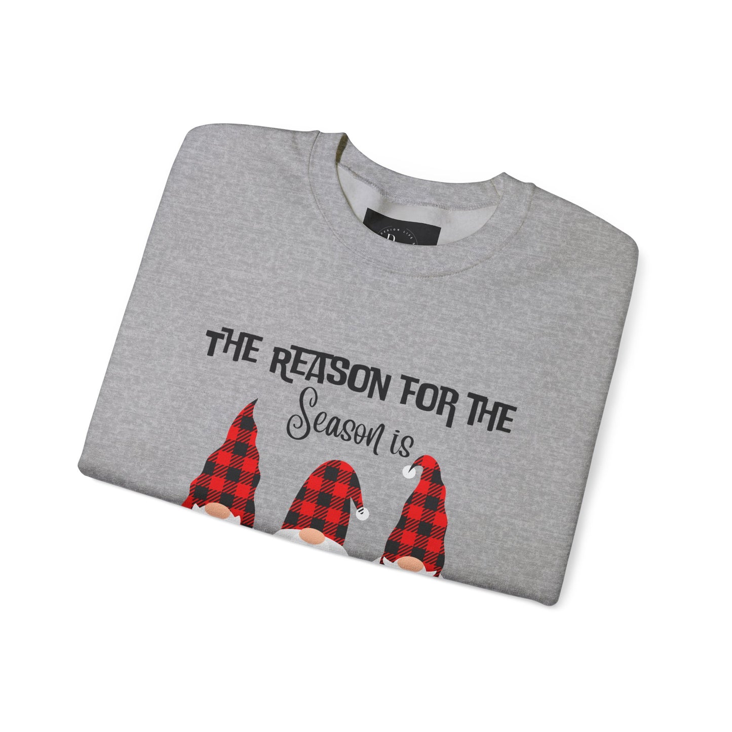 Christmas Gnome Sweatshirt – “The Reason for the Season” Buffalo Plaid Crewneck