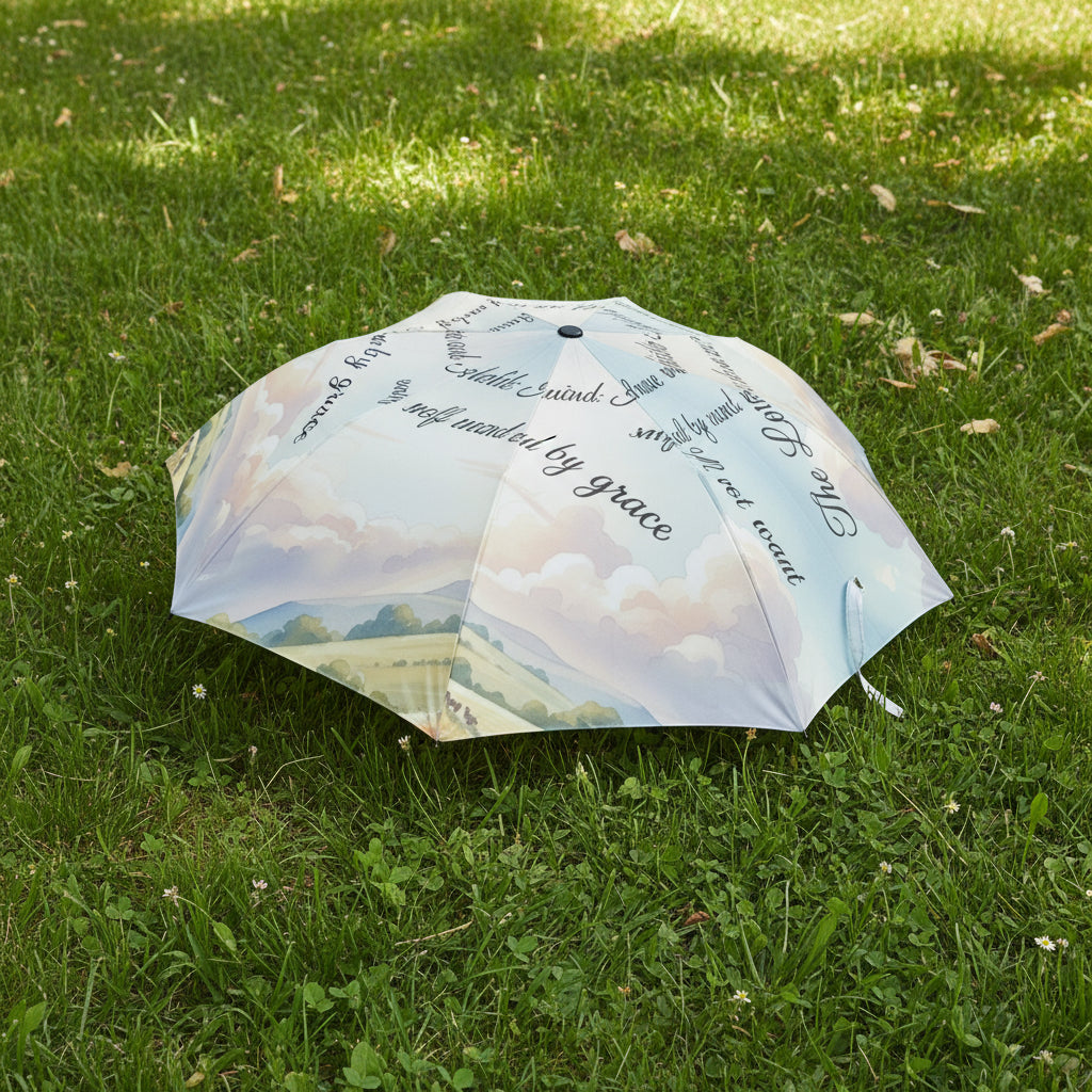 Chic Semi-Automatic Foldable Umbrella with Inspirational Quote