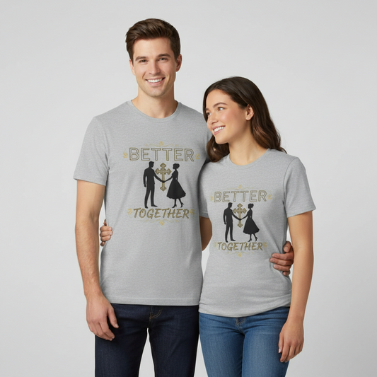 Better Together T-Shirt — Religious Cross Couple Faith Tee