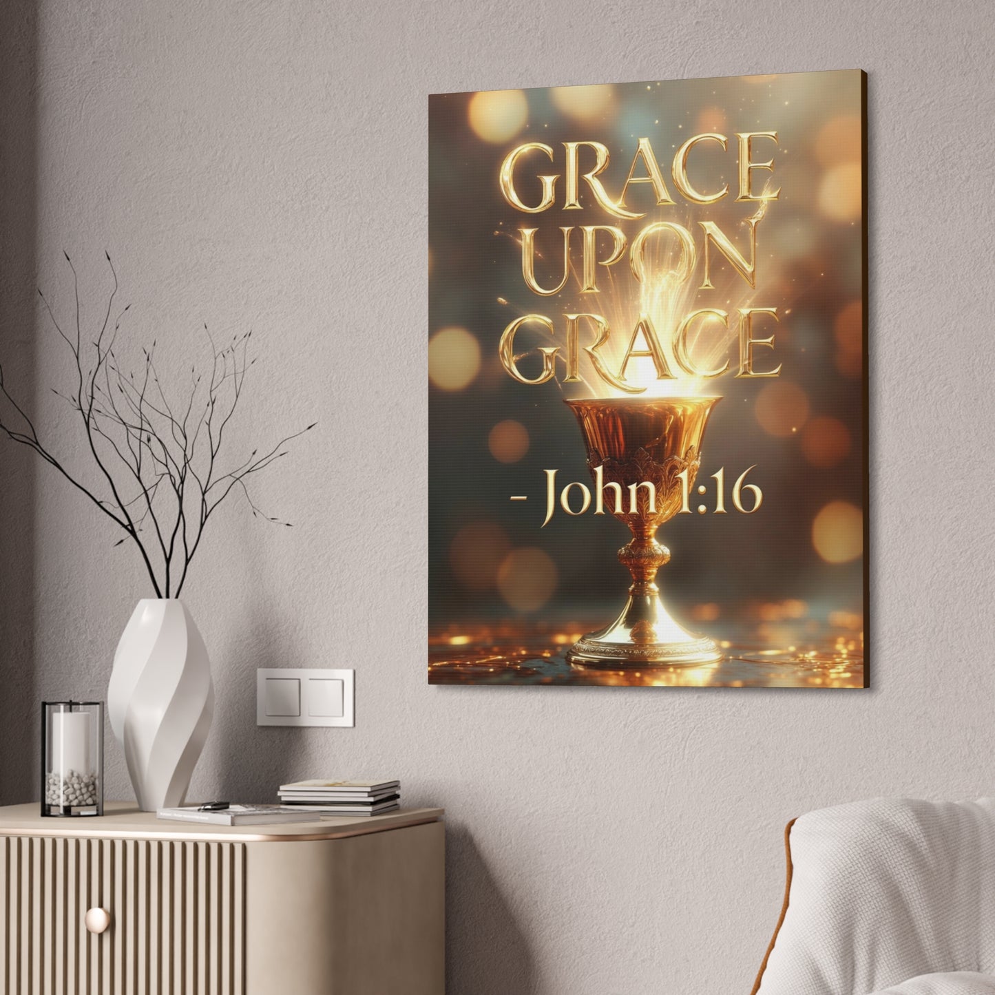 "Upon Grace" John 1:16 Canvas Wall Art