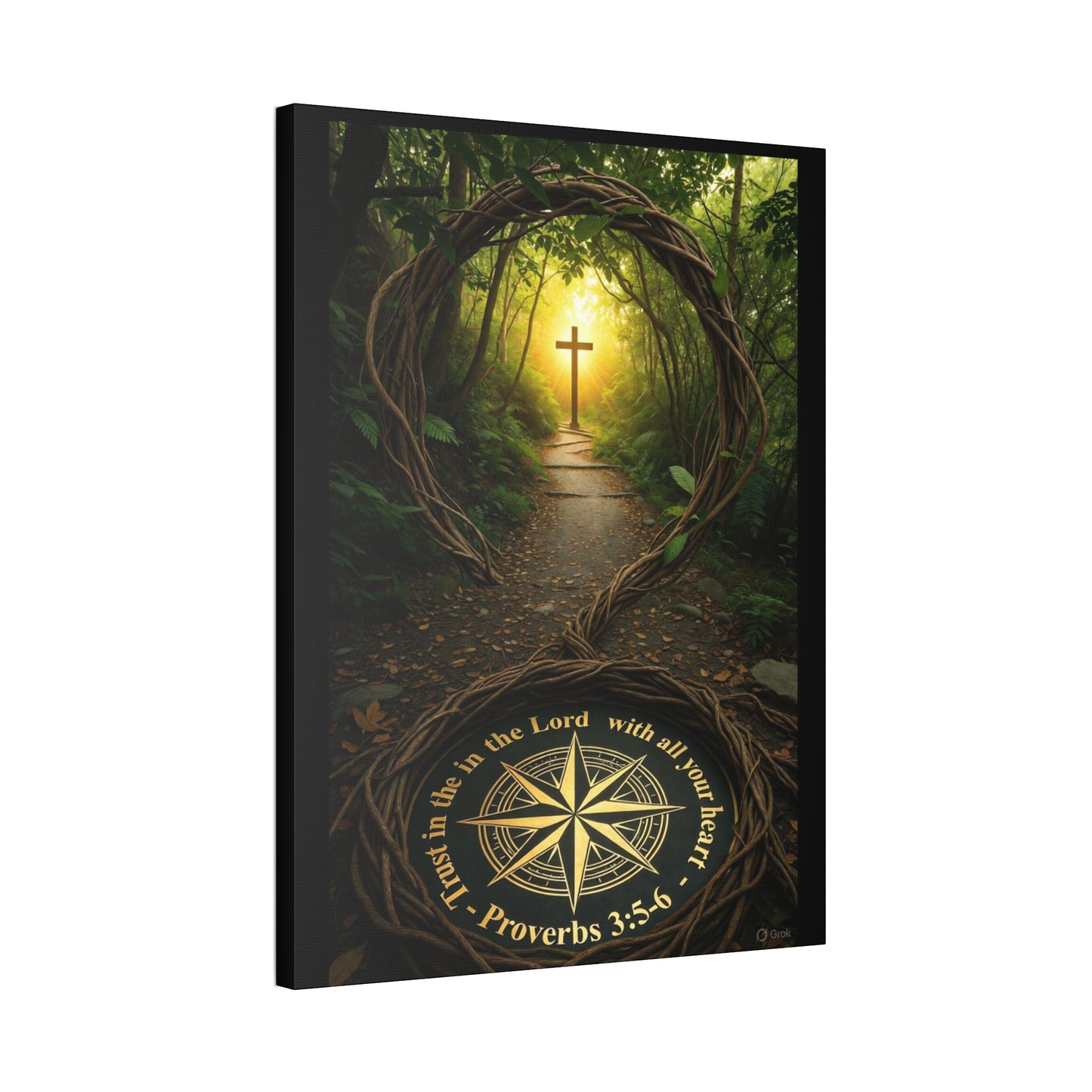Christian Canvas Wall Art — 'Trust in the Lord' Cross Pathway (Proverbs 3:5-6)