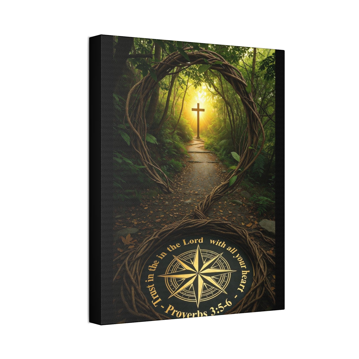 Christian Canvas Wall Art — 'Trust in the Lord' Cross Pathway (Proverbs 3:5-6)