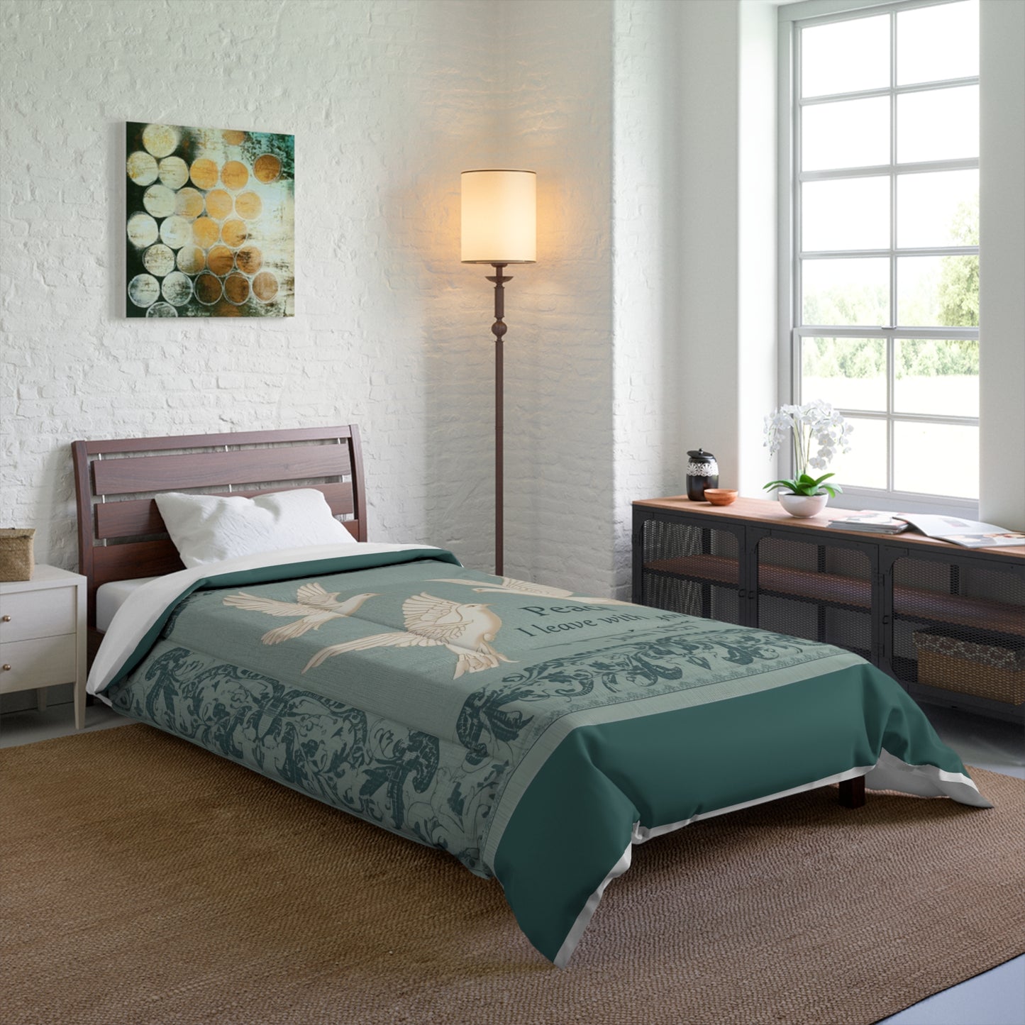 Comforter — Peace Doves John 14:27 Religious Quilt Cover