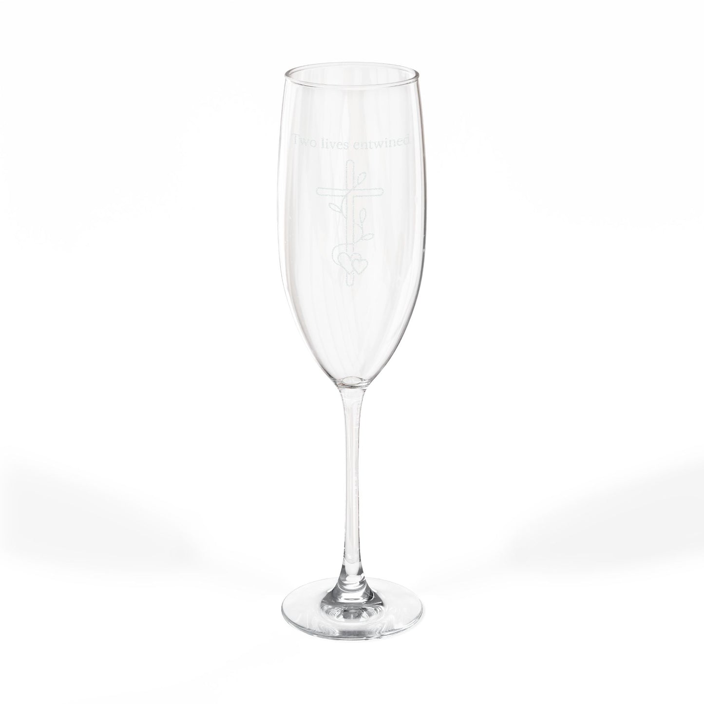 Engraved Champagne Flute 8oz – Shamrock Crest "True Love, Forever & Always"
