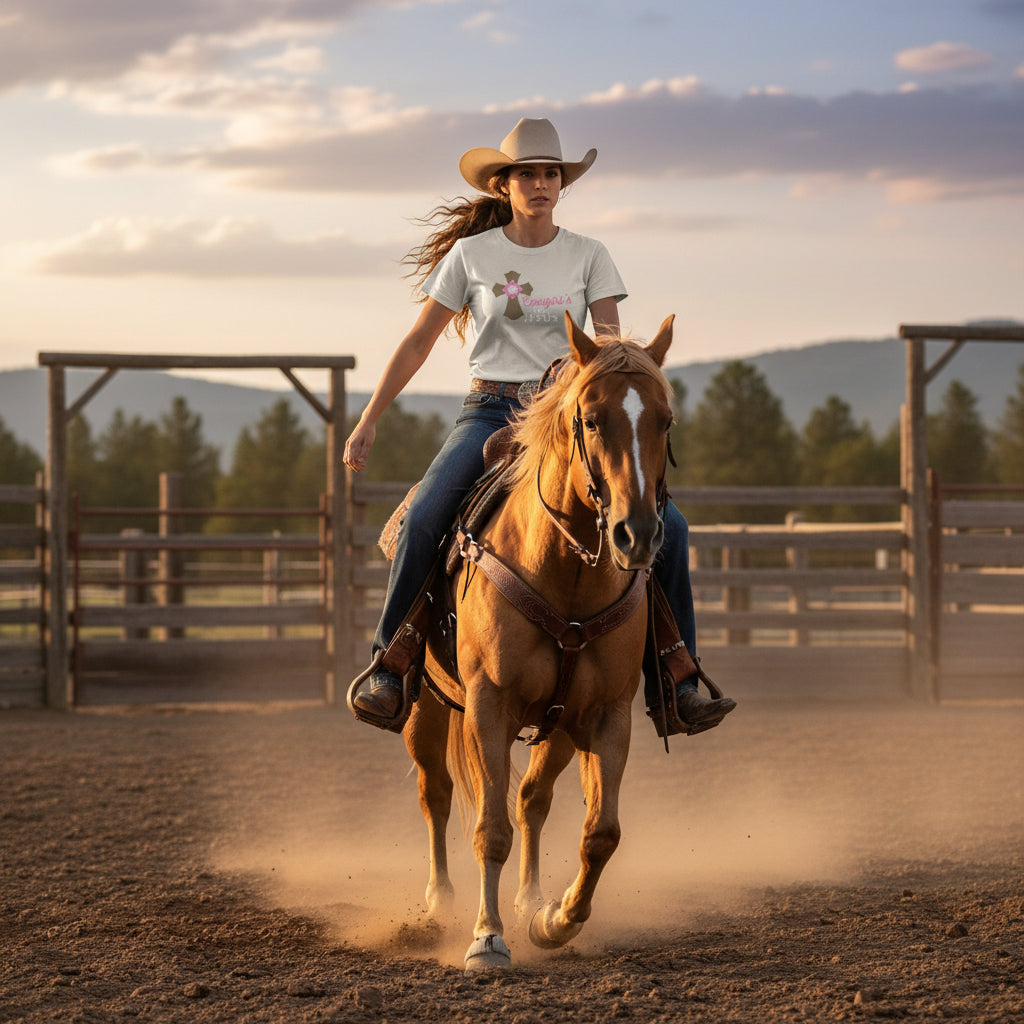 Cowgirl's Faith Unisex Short Sleeve Tee | Graphic Tee, Religious Shirt, Country Style, Gift for Cowgirls, Cute Summer Top