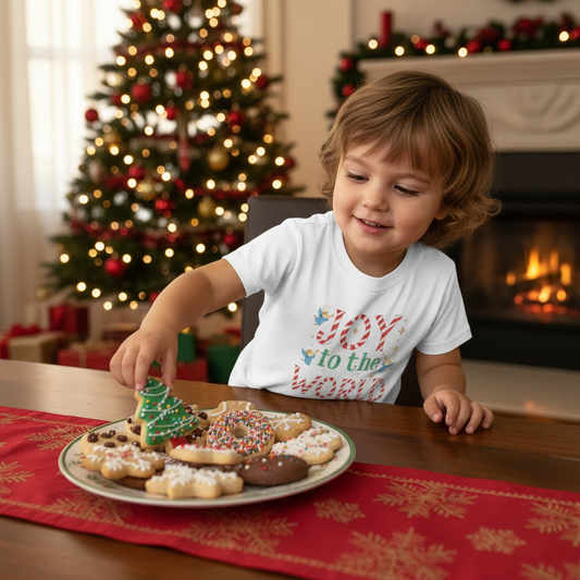 Joy to the World Toddler T-Shirt — Festive Candy Cane Christmas Tee