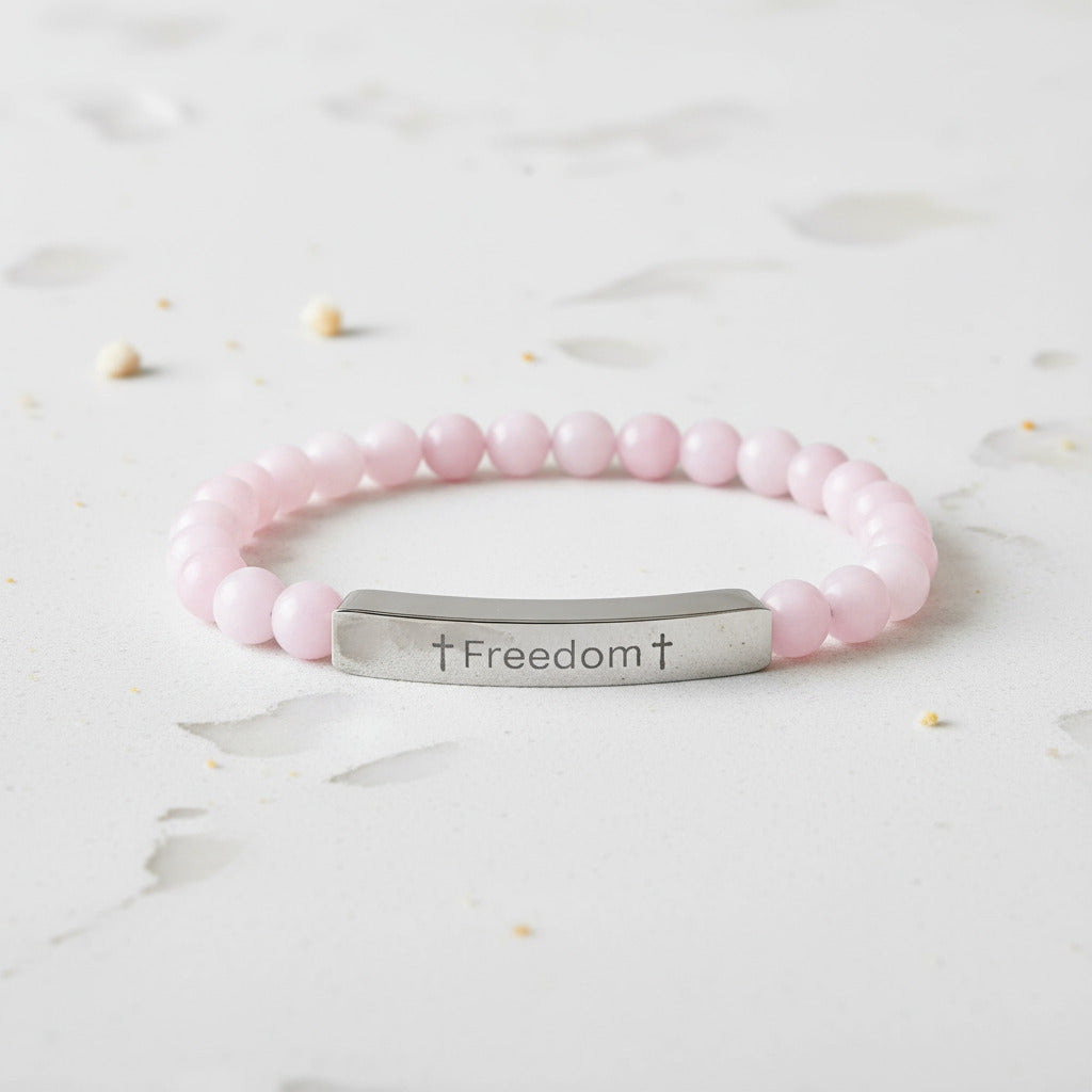 Freedom - Inspirational Natural Stone Bracelet - Engraved 'Freedom'