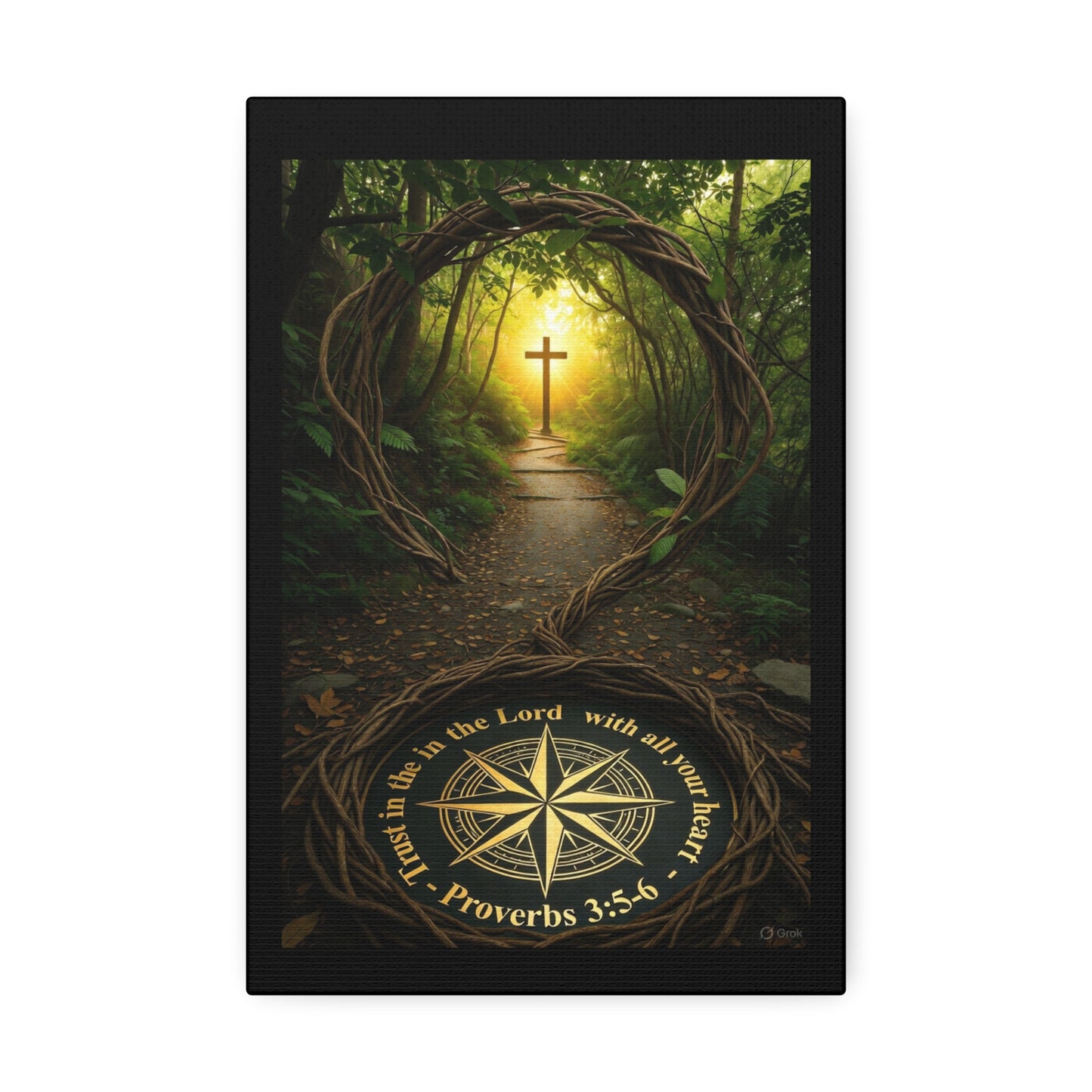 Christian Canvas Wall Art — 'Trust in the Lord' Cross Pathway (Proverbs 3:5-6)