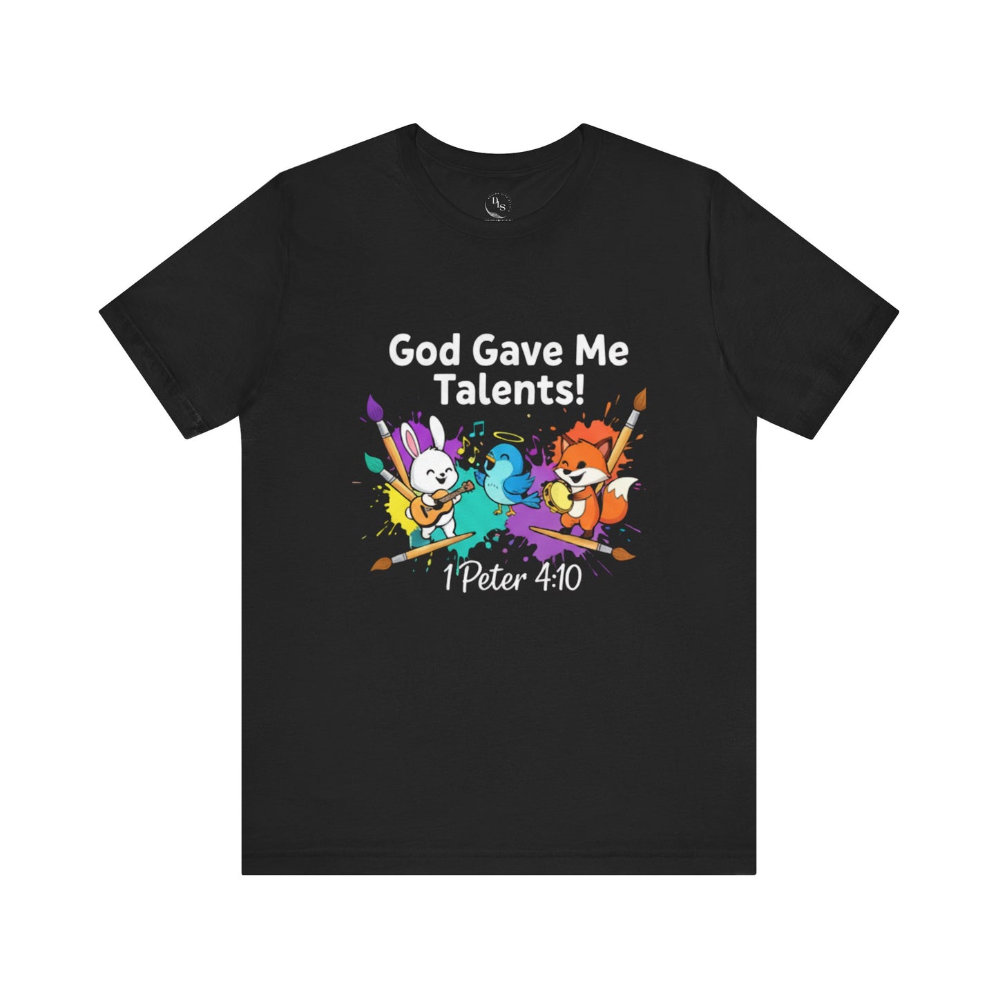 God Gave Me Talents Kids T-Shirt – 1 Peter 4:10 Cute Animal Musicians Faith Tee