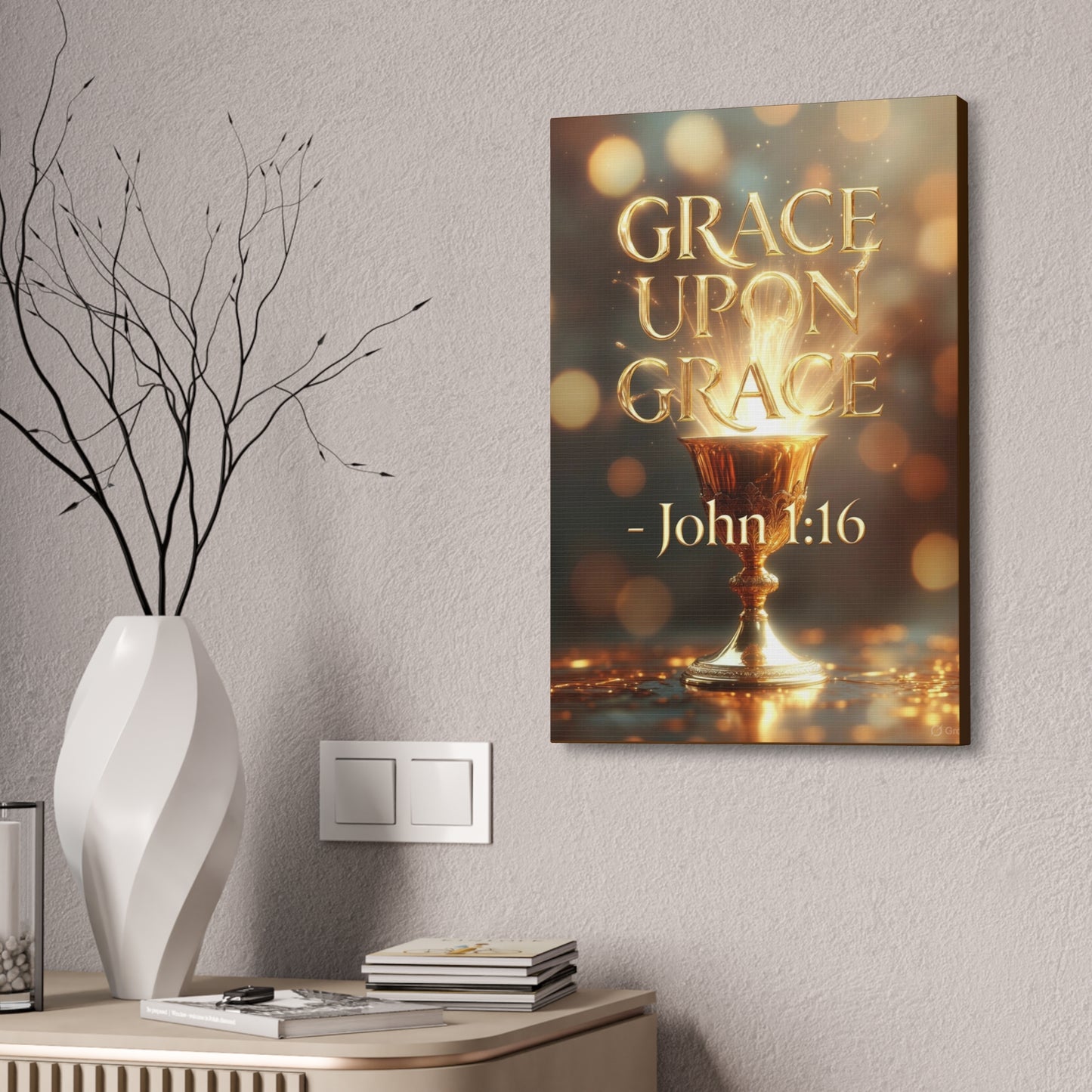 "Upon Grace" John 1:16 Canvas Wall Art