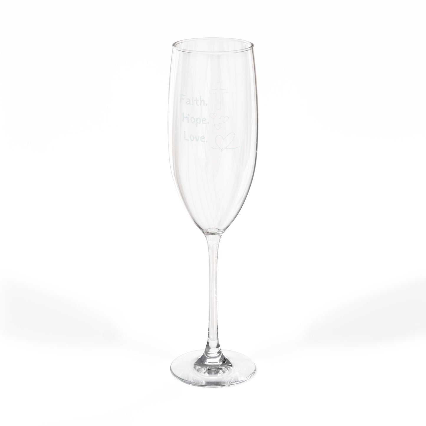 Engraved 8oz Champagne Flute — "Faith Hope Love" Celebratory Glass