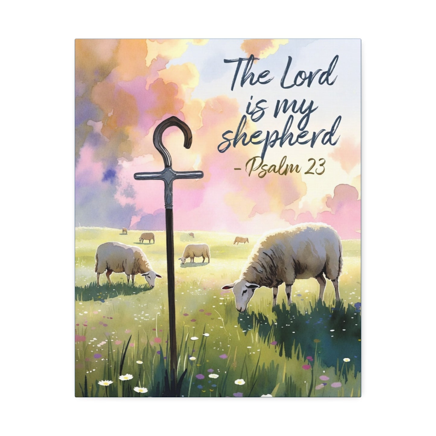 Psalm 23 Canvas Wall Art – “The Lord is My Shepherd” Stretched Canvas