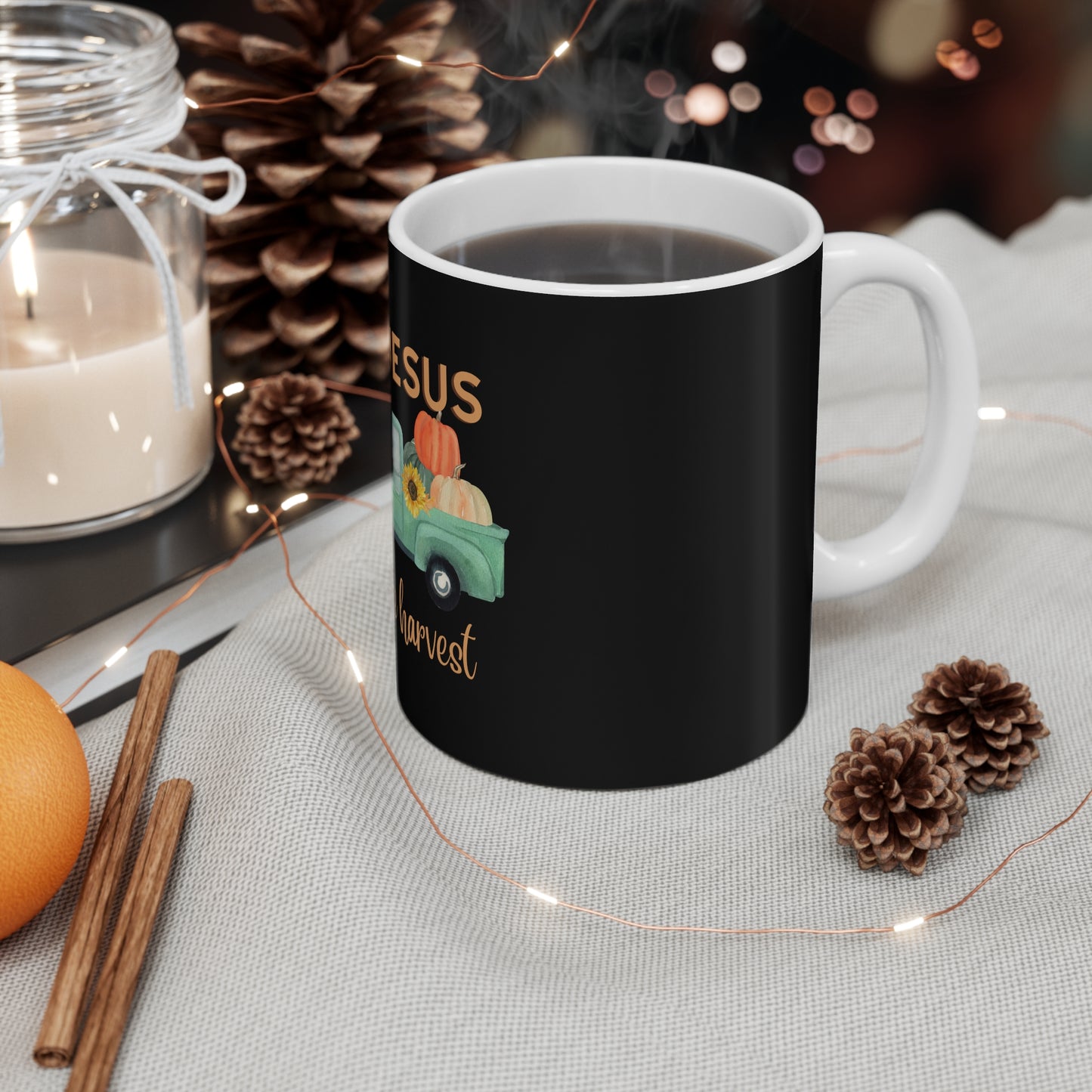 Thank You Jesus Harvest Mug, 11oz Christian Coffee Mug, Fall Decor Gift, Inspirational Drinkware, Thanksgiving Mug
