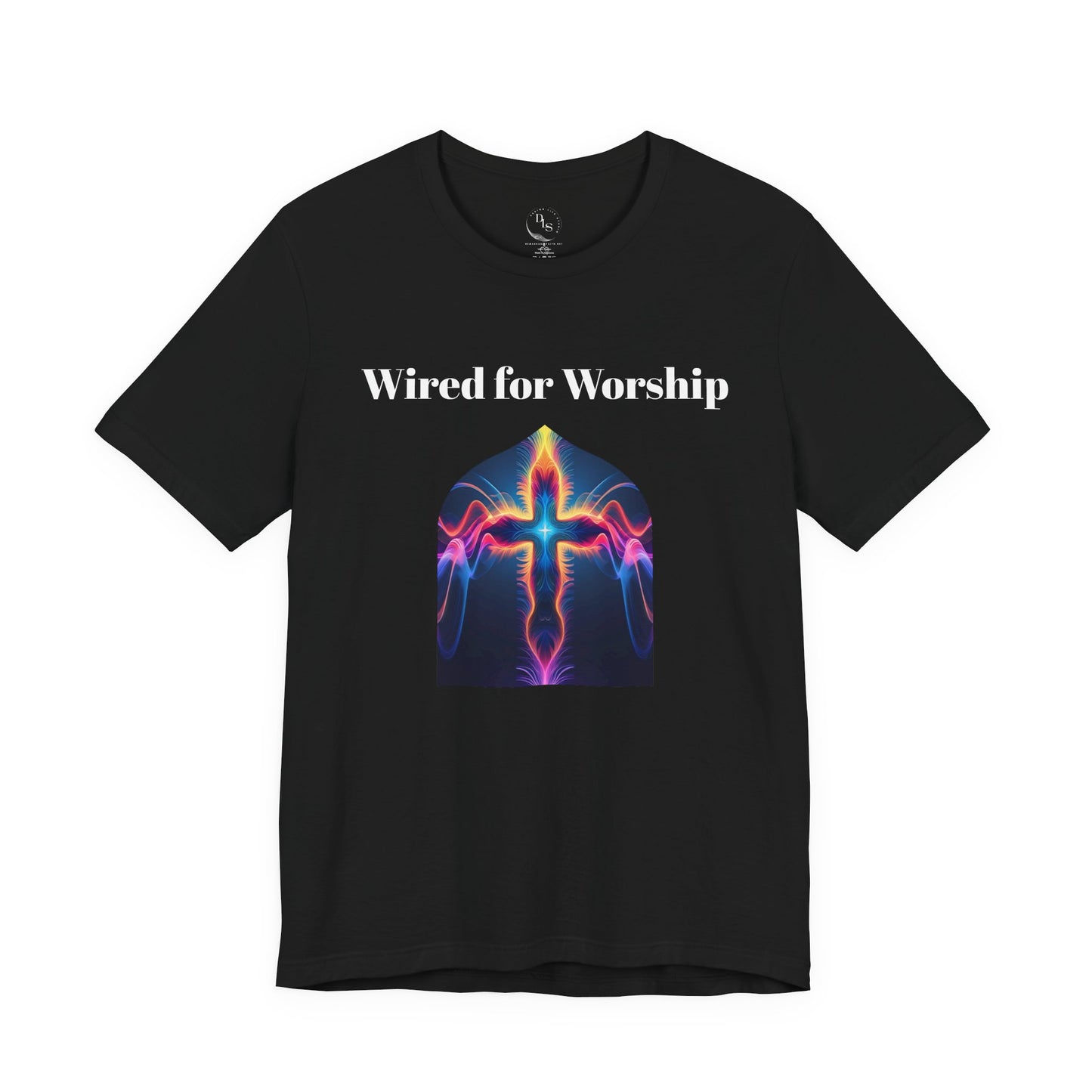 Wired for Worship.  Electric Cross Graphic Tee - Unisex Jersey Short Sleeve Shirt