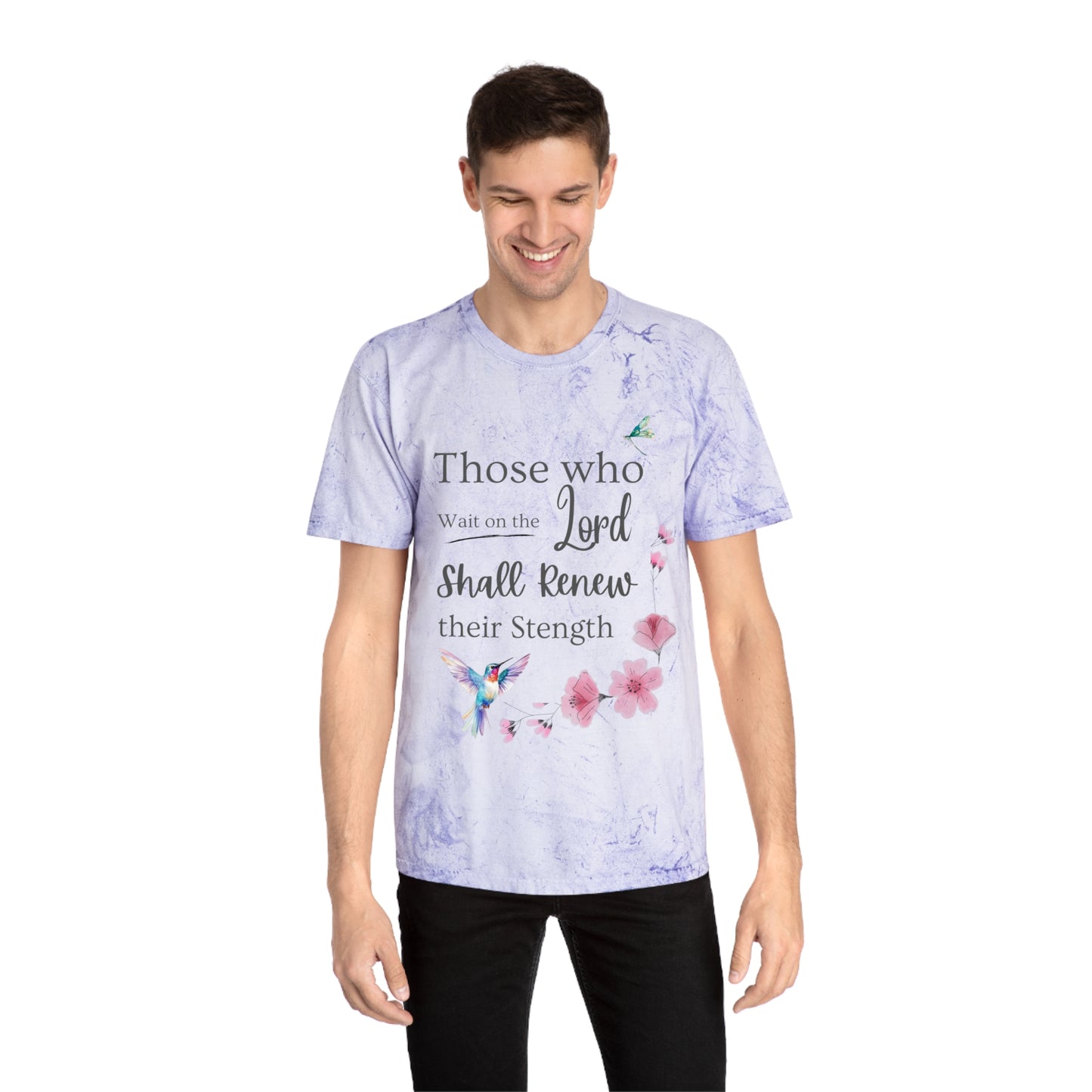 Inspirational Color Blast T-Shirt - "Those Who Wait on the Lord Shall Renew Their Strength"