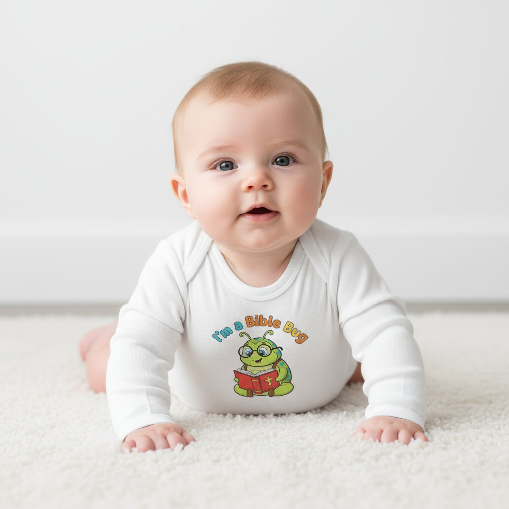Infant Bodysuit - Bible Bug Reading the Bible Design