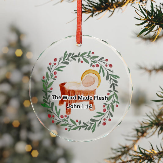 Crystal Glass Ornament - Handmade Rustic Holiday Decoration, Religious Keepsake, Christmas Gift, Personalized Keepsake, Home Decor