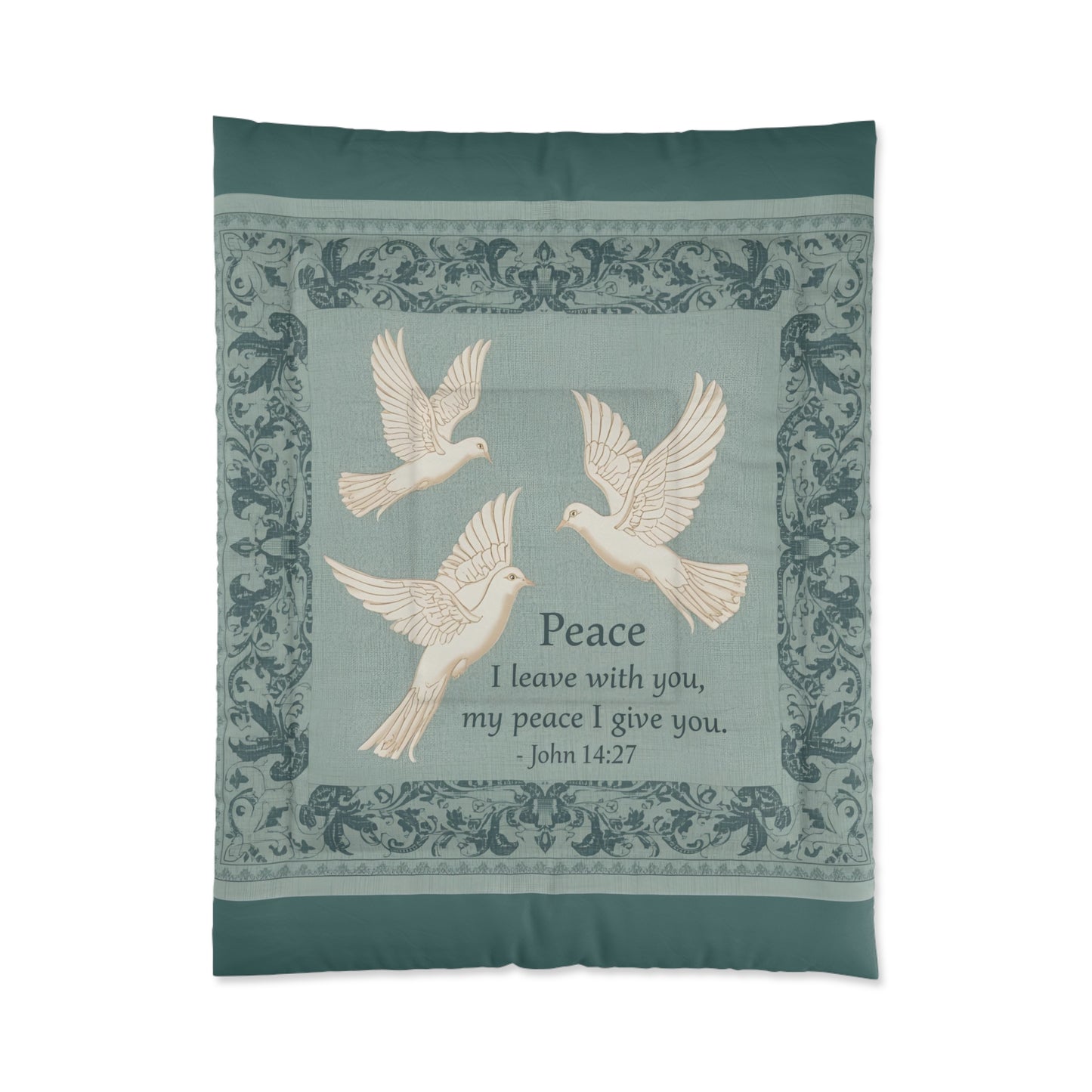 Comforter — Peace Doves John 14:27 Religious Quilt Cover