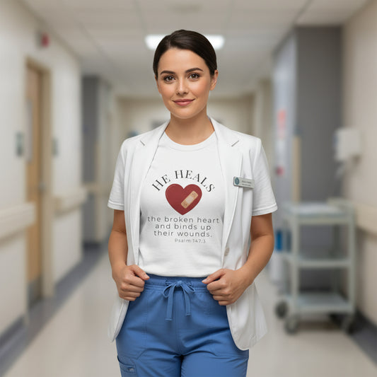 He heals the broken hearted. Psalms 147:3 Tee