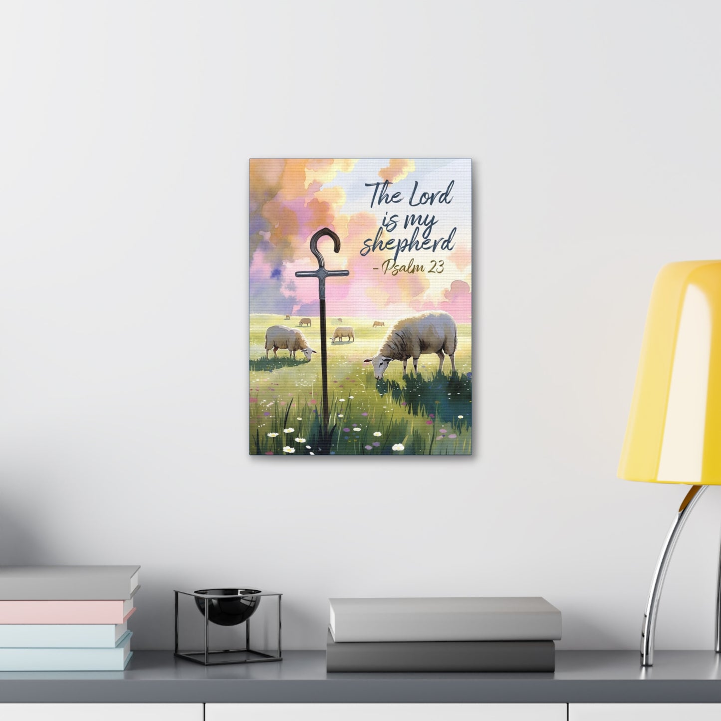 Psalm 23 Canvas Wall Art – “The Lord is My Shepherd” Stretched Canvas