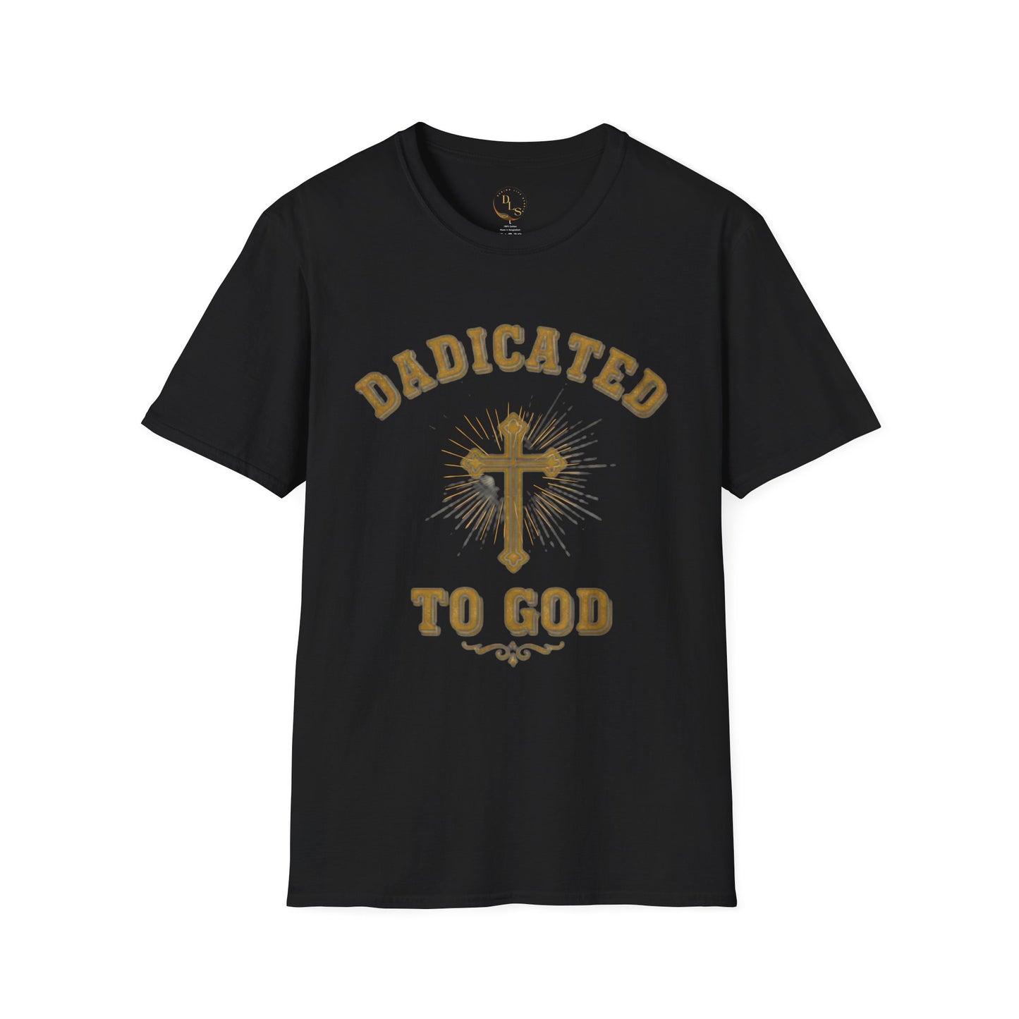 Christian T-Shirt — "Dadicated to God" Cross Faith Tee