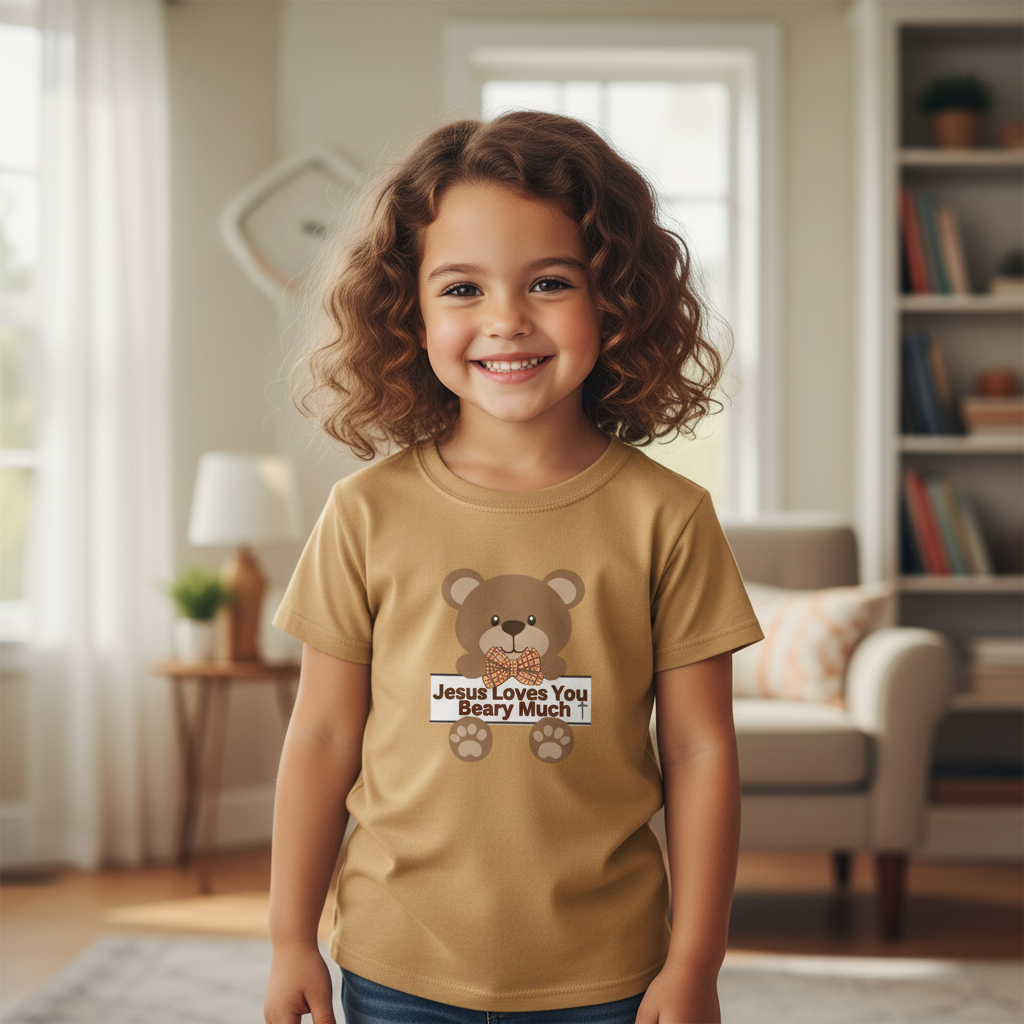 Kids Bear Tee - Jesus Loves You Beary Much! Cute Cotton T-Shirt for Kids, Birthday Gift, Kids' Casual Wear, Gifts for Children