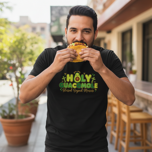 Holy Guacamole T-Shirt — "Blessed Beyond Masadro" Funny Avocado Tee