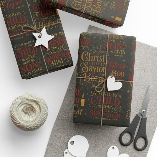Christian Christmas Wrapping Paper — ‘Glory to God’ Religious Gift Wrap