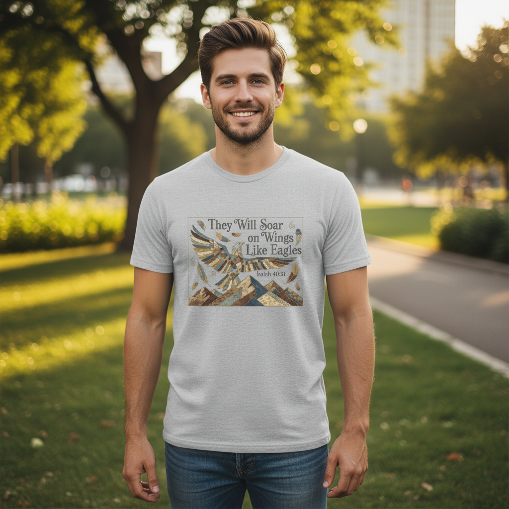 Eagles Wings T-Shirt — "They Will Soar on Wings Like Eagles" Isaiah 40:31 Christian Tee