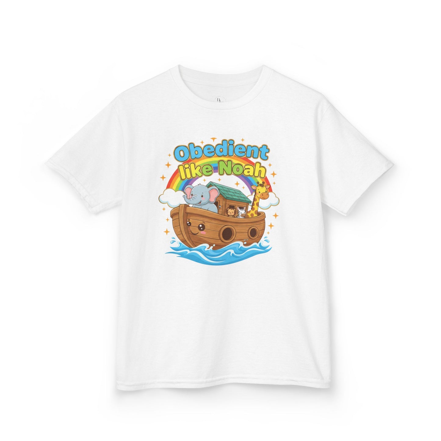 Kids Tee — "Obedient Like Noah" Cute Noah's Ark Bible Shirt