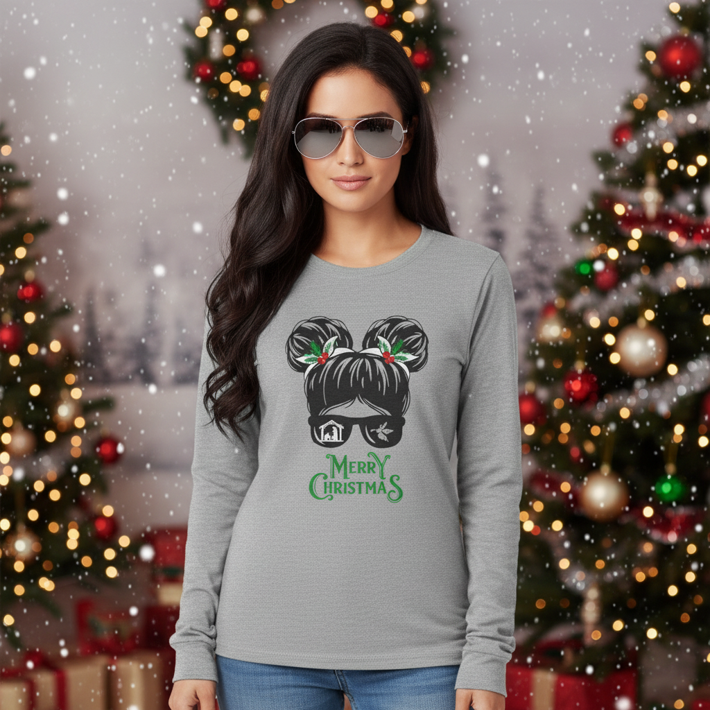 Merry Christmas Long Sleeve Tee, Holiday Shirt, Unisex Cotton Top, Winter Fashion, Festive Gift, Christmas Celebration Apparel