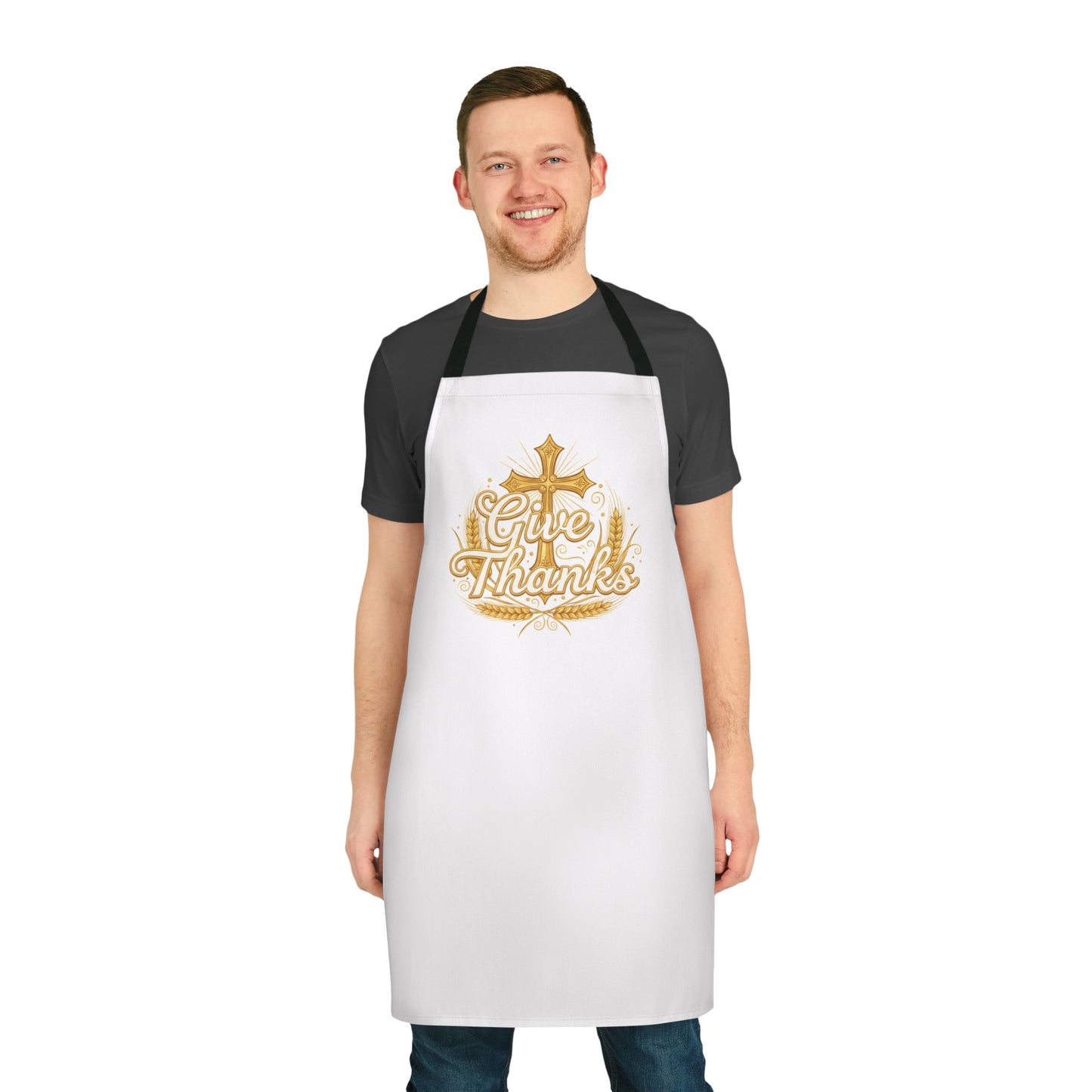 Give Thanks Religious Apron – Christian Cross Thanksgiving Kitchen Apron