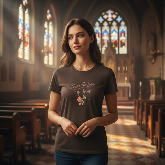 Classic Rose Share the Love of Jesus T shirt beautiful and elegant.