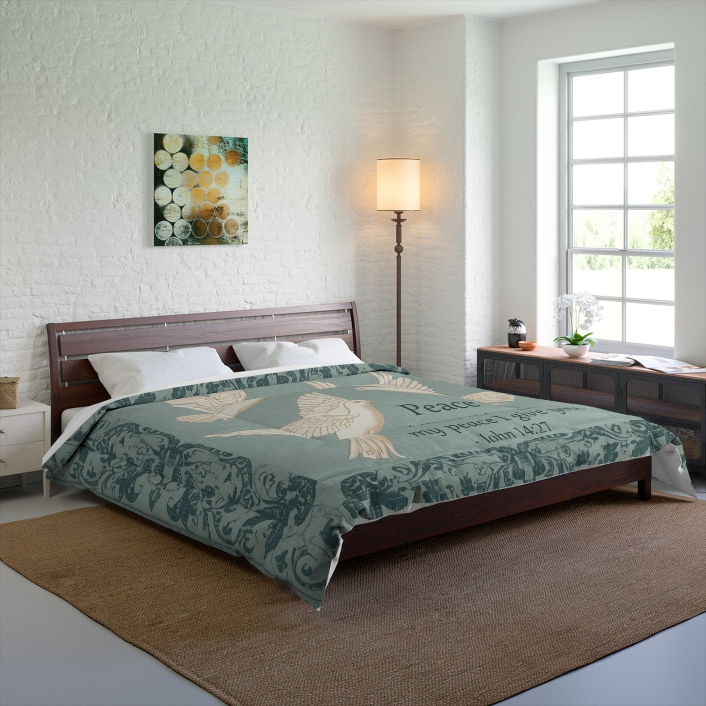 Comforter — Peace Doves John 14:27 Religious Quilt Cover