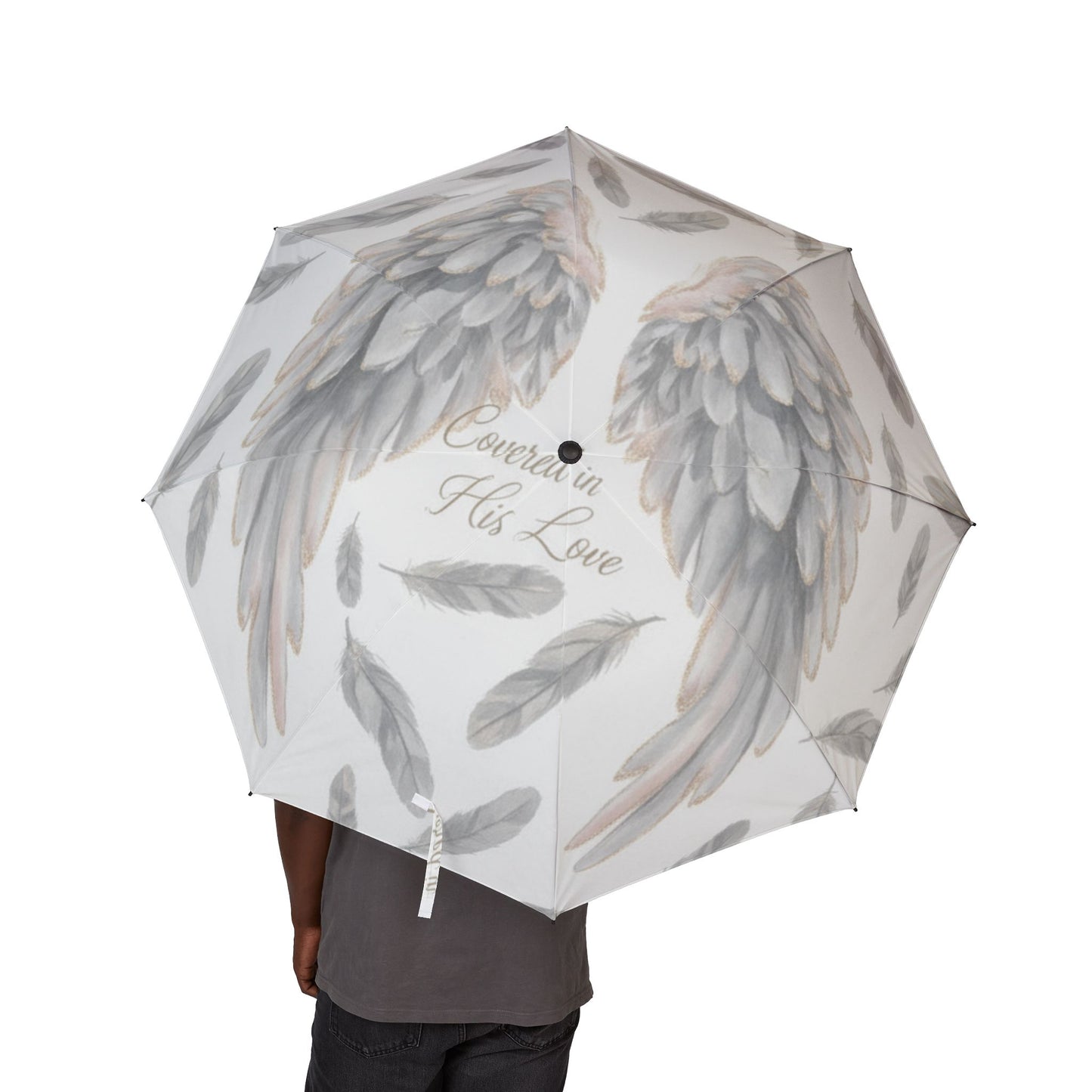Covered in His Love - Feather Design Foldable Umbrella - Stylish and Practical