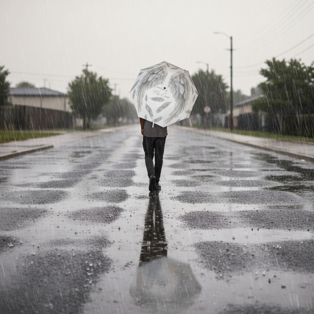 Covered in His Love - Feather Design Foldable Umbrella - Stylish and Practical