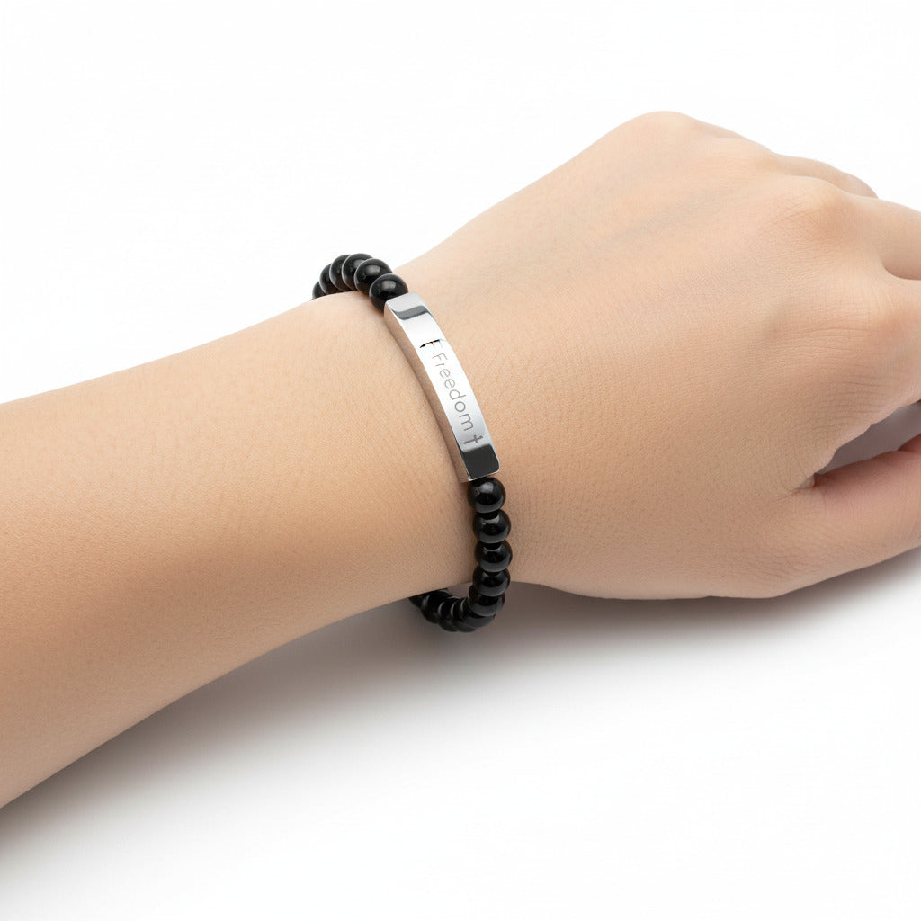 Freedom - Inspirational Natural Stone Bracelet - Engraved 'Freedom'