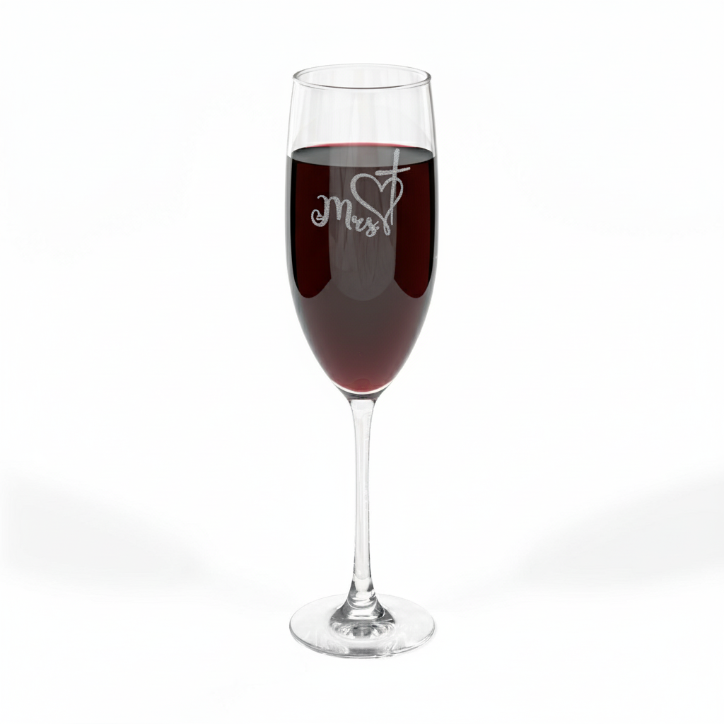 Engraved 'Mrs.' Champagne Flute — 8 oz Personalized for your wedding Day Gift