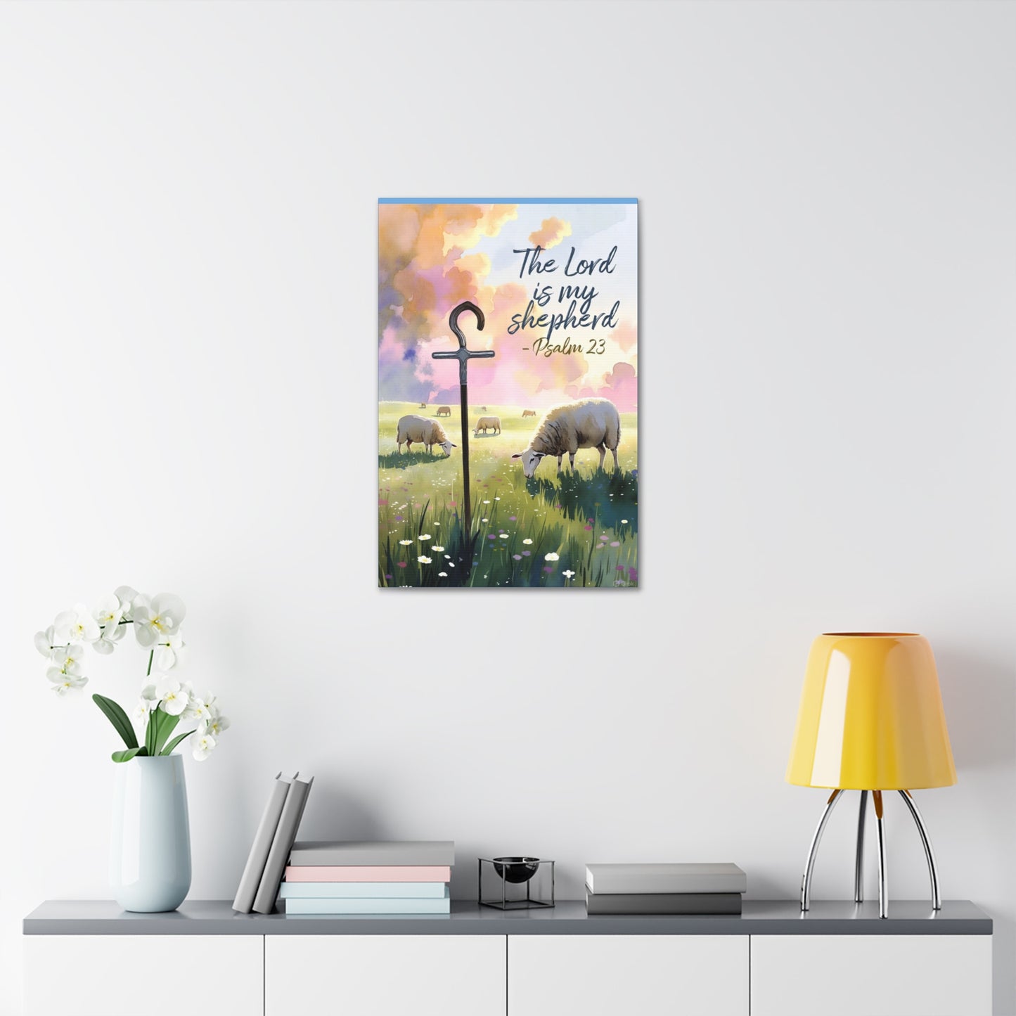 Psalm 23 Canvas Wall Art – “The Lord is My Shepherd” Stretched Canvas