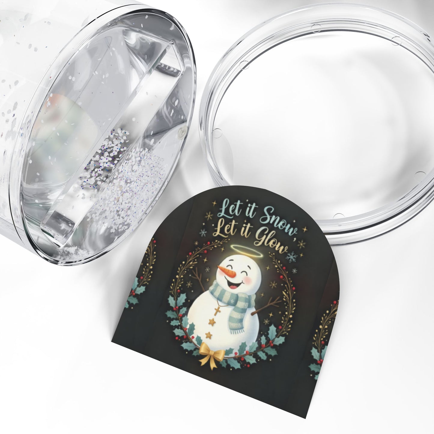 Let It Snow, Let It Glow Snow Globe – Festive Snowman Holiday Decor