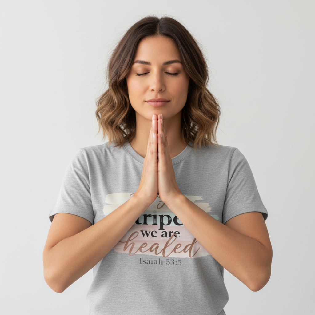 By His Stripes We Are Healed T-Shirt — Christian Inspirational Scripture Tee (Isaiah 53:5)