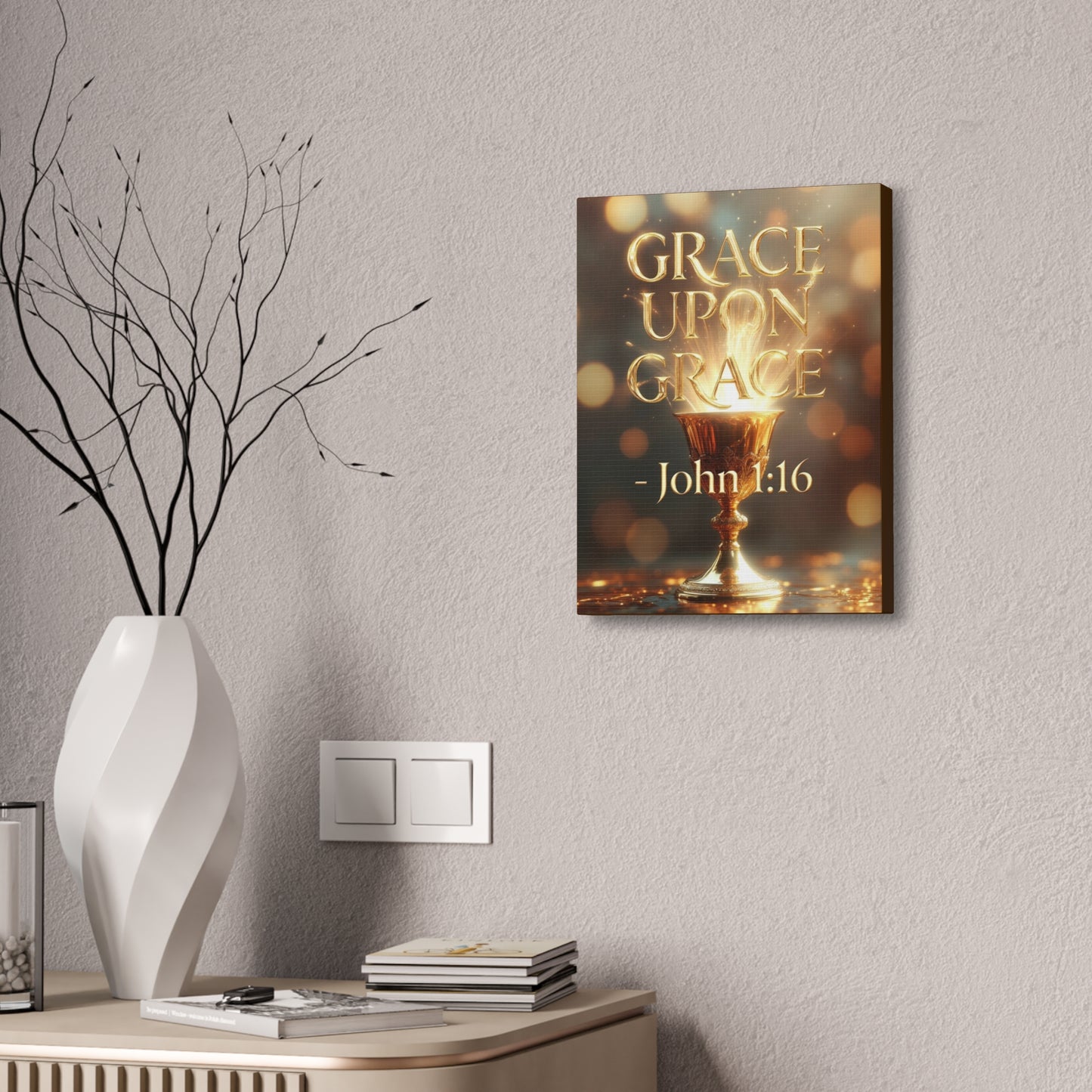 "Upon Grace" John 1:16 Canvas Wall Art