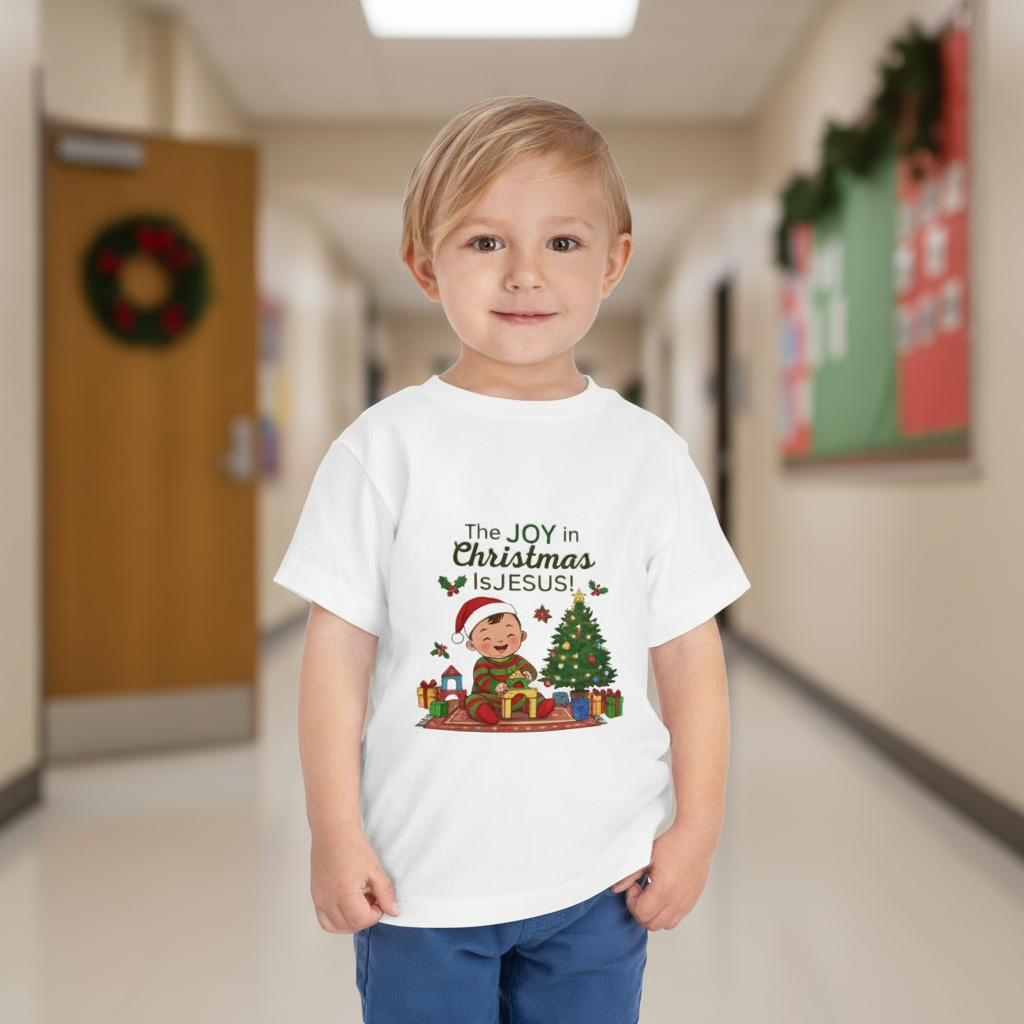 Toddler Tee — "The Joy in Christmas is Jesus" Cute Christian Holiday Shirt