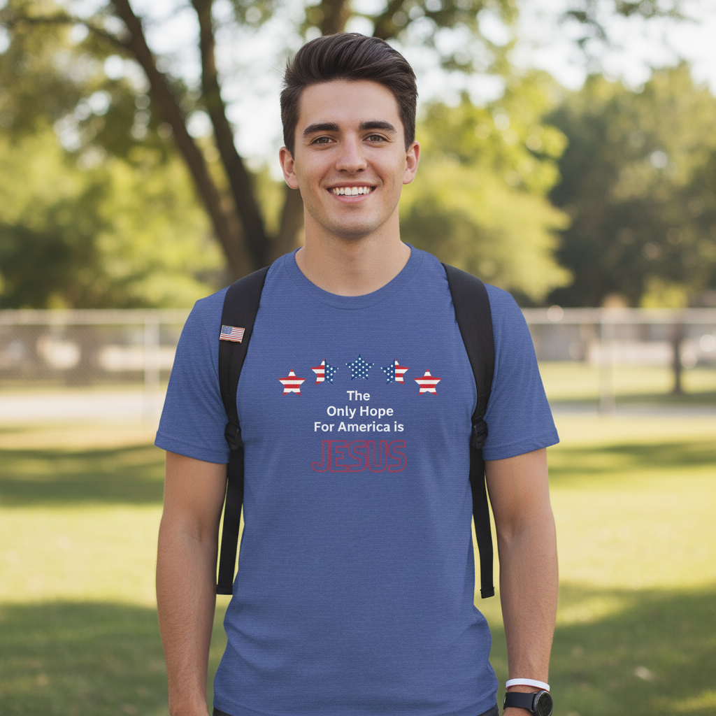 The Only Hope For America is Jesus - Short Sleeve Tee