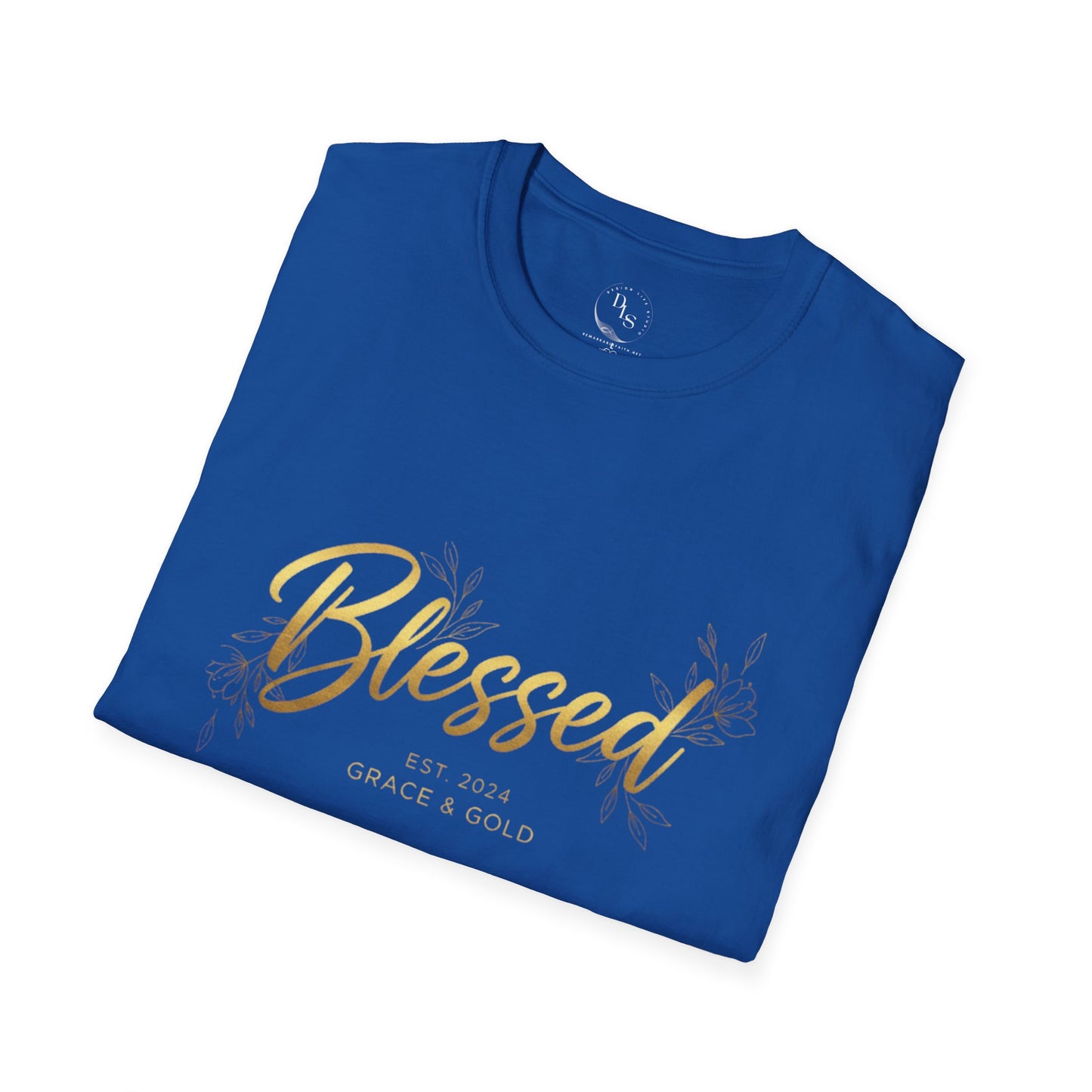 Blessed Gold Script T-Shirt — Inspirational Faith Tee